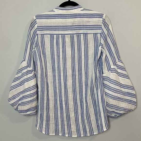 Etcetera White Blue/Metallic Striped Blouse - Picture 8 of 10
